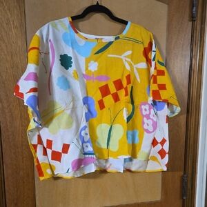 Colorful Abstract Print Crop Top